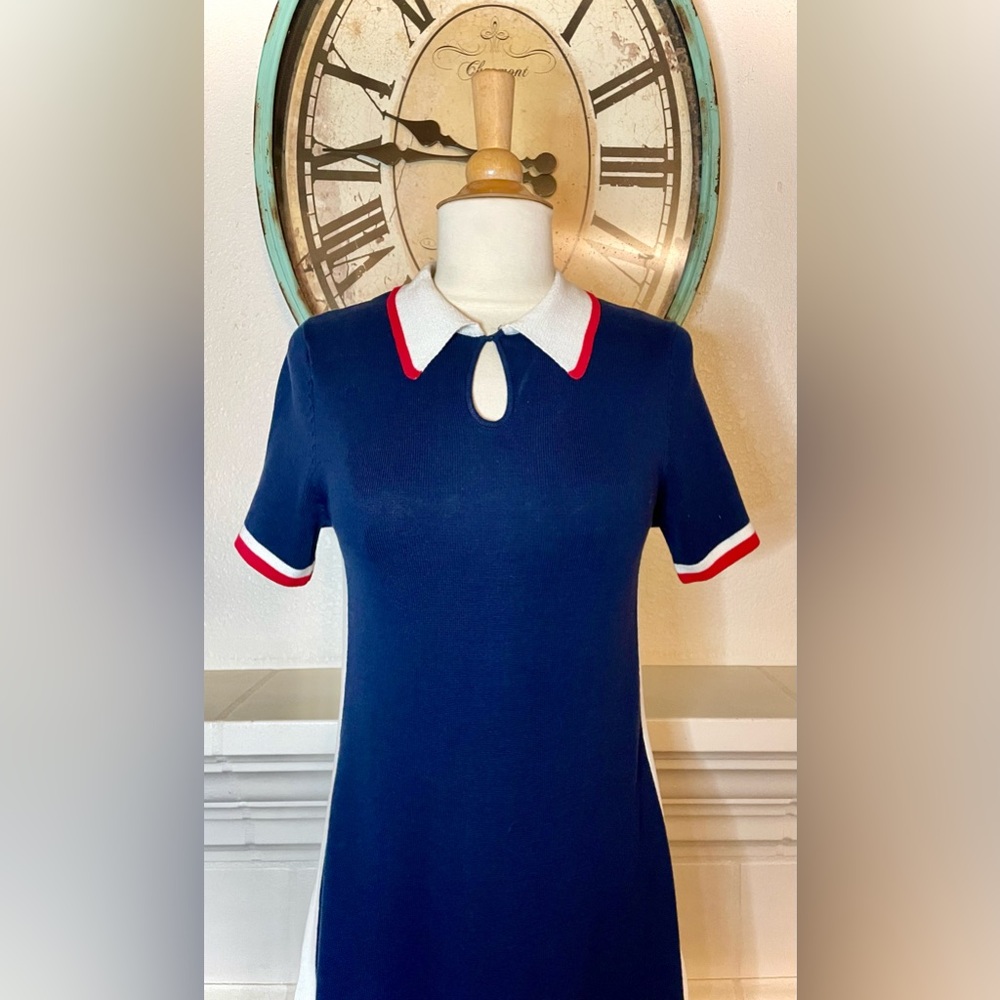 Urban Outfitters Navy Blue Dress with Red and White Trim - Picture 2 of 9